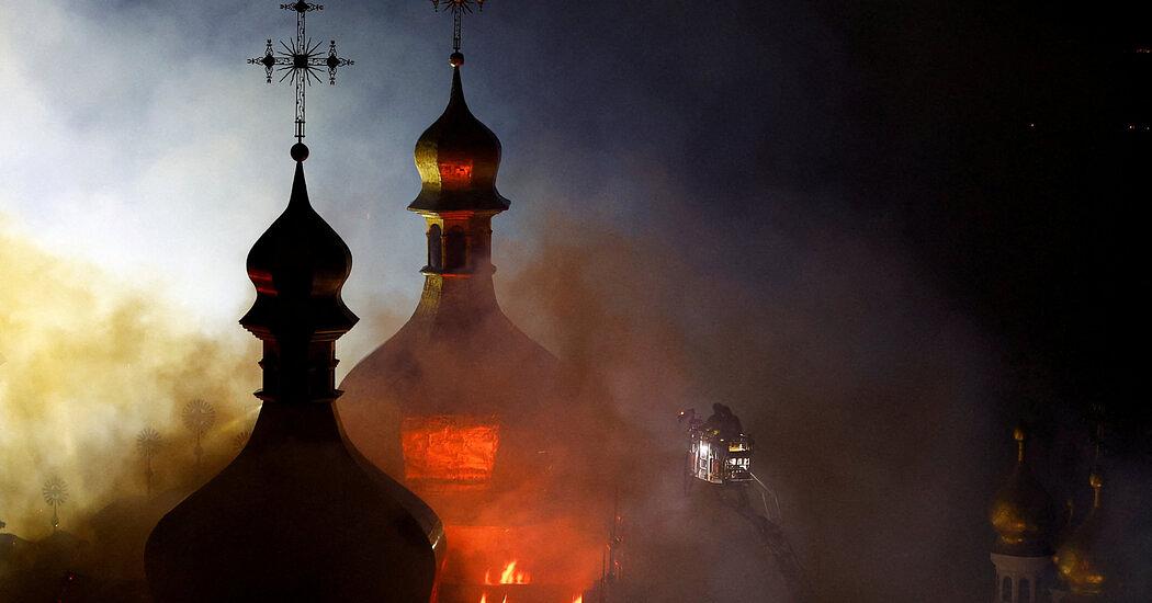 Russian Drone Strike Sets Fire to Kyiv’s Rebuilt Dormition Cathedral, Killing 11