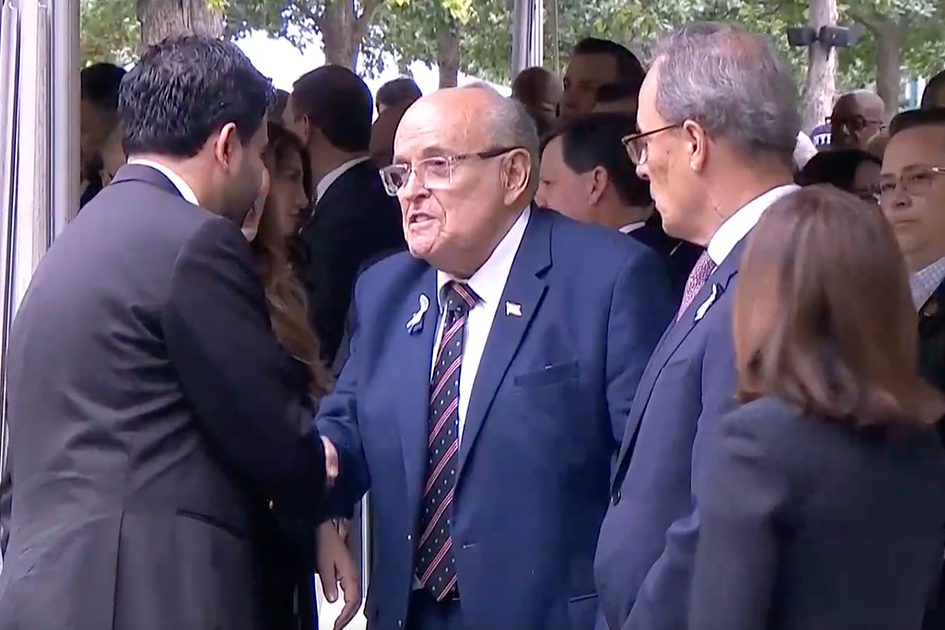 Giuliani recounts handshake with New York's first Muslim mayor at 9/11 ceremony