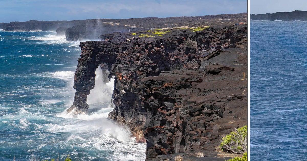 Hawaii Volcanoes' Holei Sea Arch Falls Into Ocean